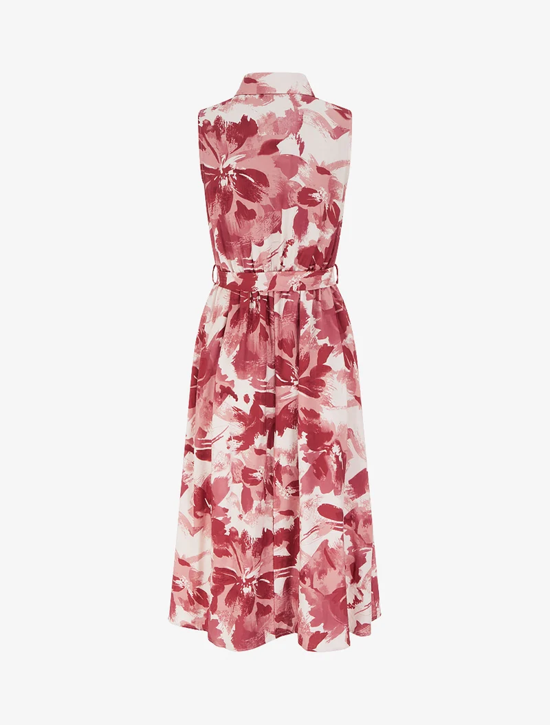Robe longue style chemise imprimé abstrait - Vieux rose