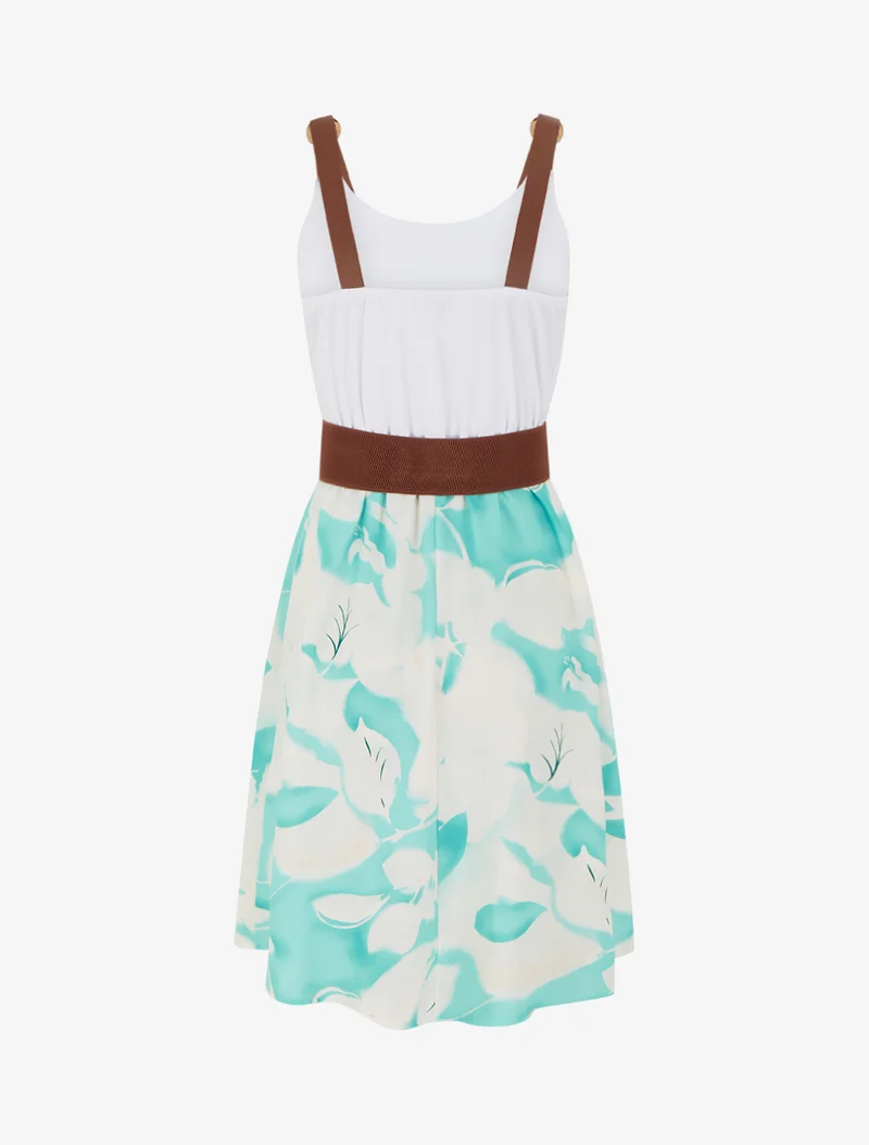 Robe mi-longue à bretelles en simili - Vert menthe