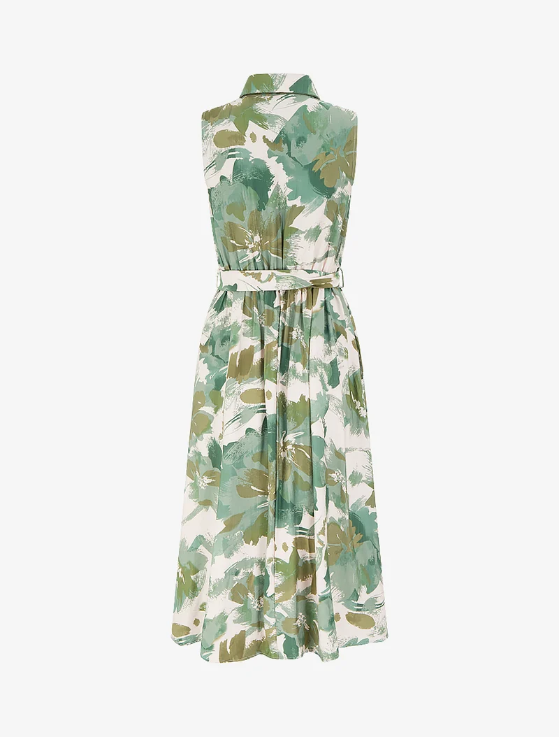 Robe longue style chemise imprimé abstrait - Vert