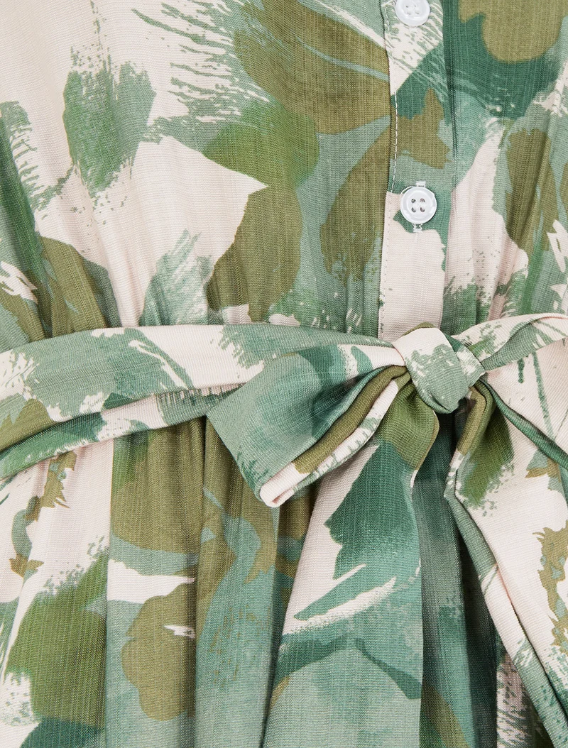 Robe longue style chemise imprimé abstrait - Vert