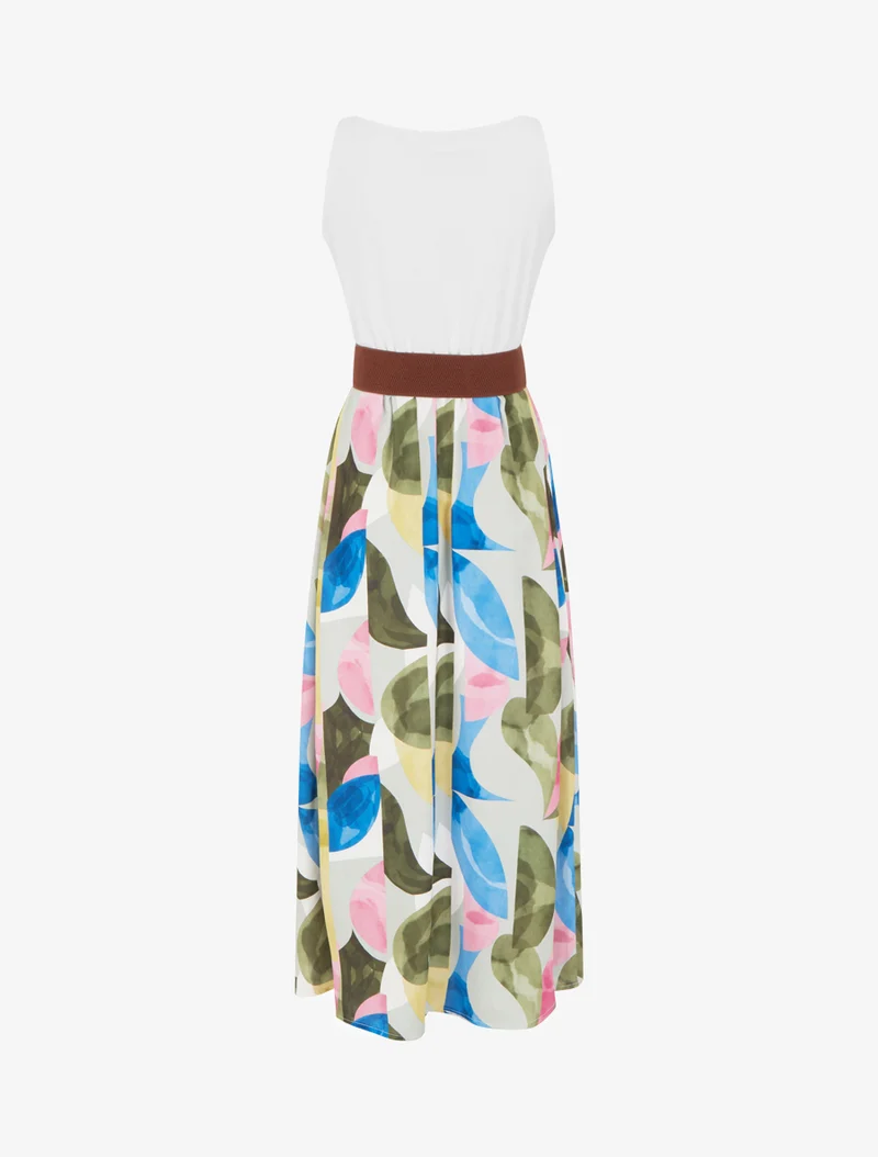Robe imprimé fantaisie à bretelles en simili - Kaki
