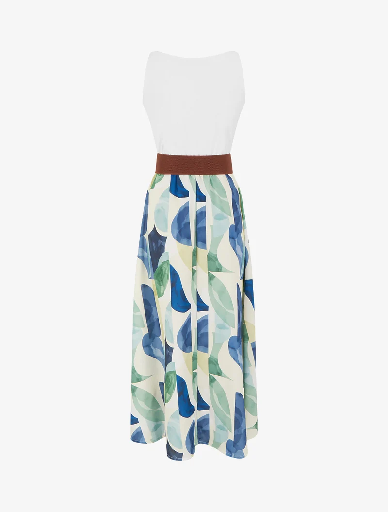 Robe imprimé fantaisie à bretelles en simili - Marine