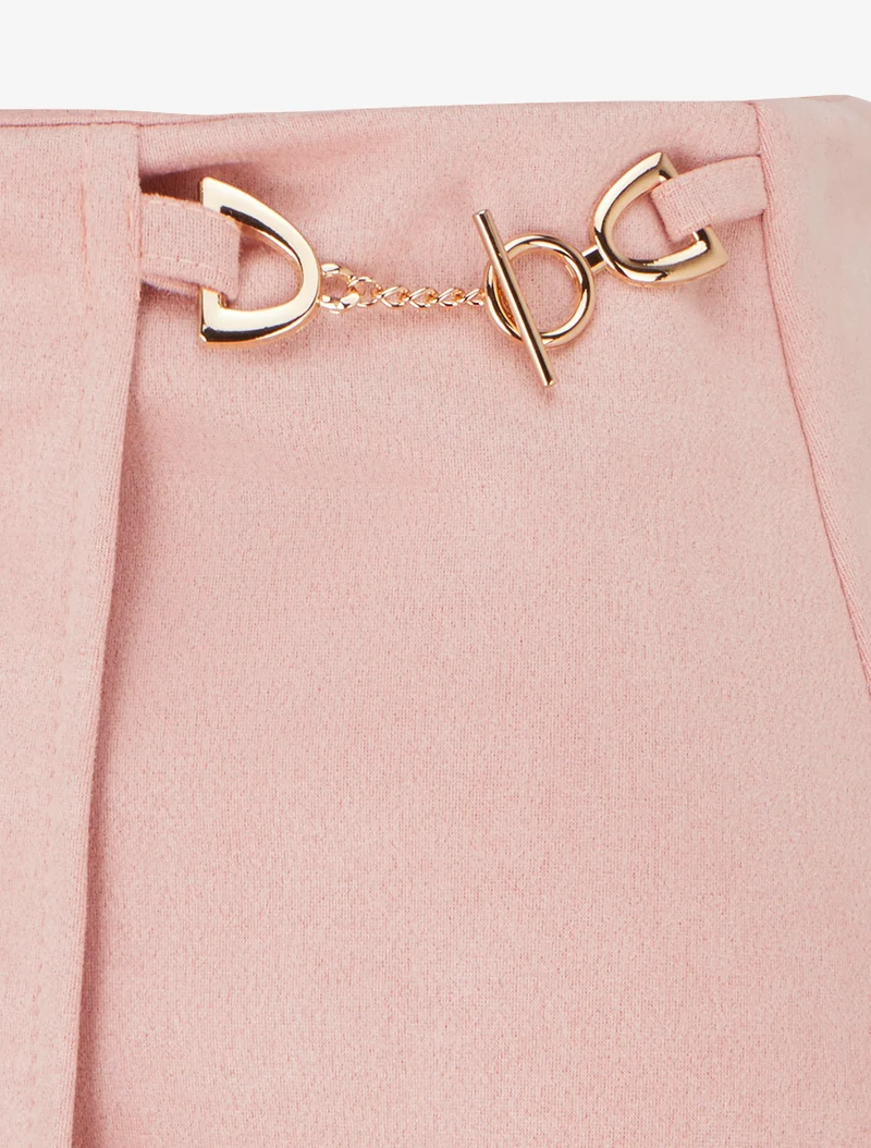 Mini-jupe portefeuille en suédine - Rose