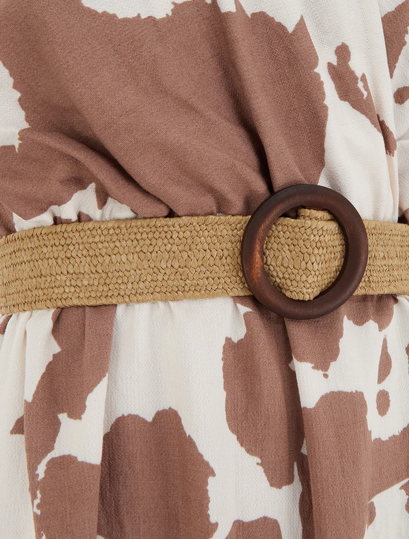 Robe longue dos nu à imprimé vache - Taupe