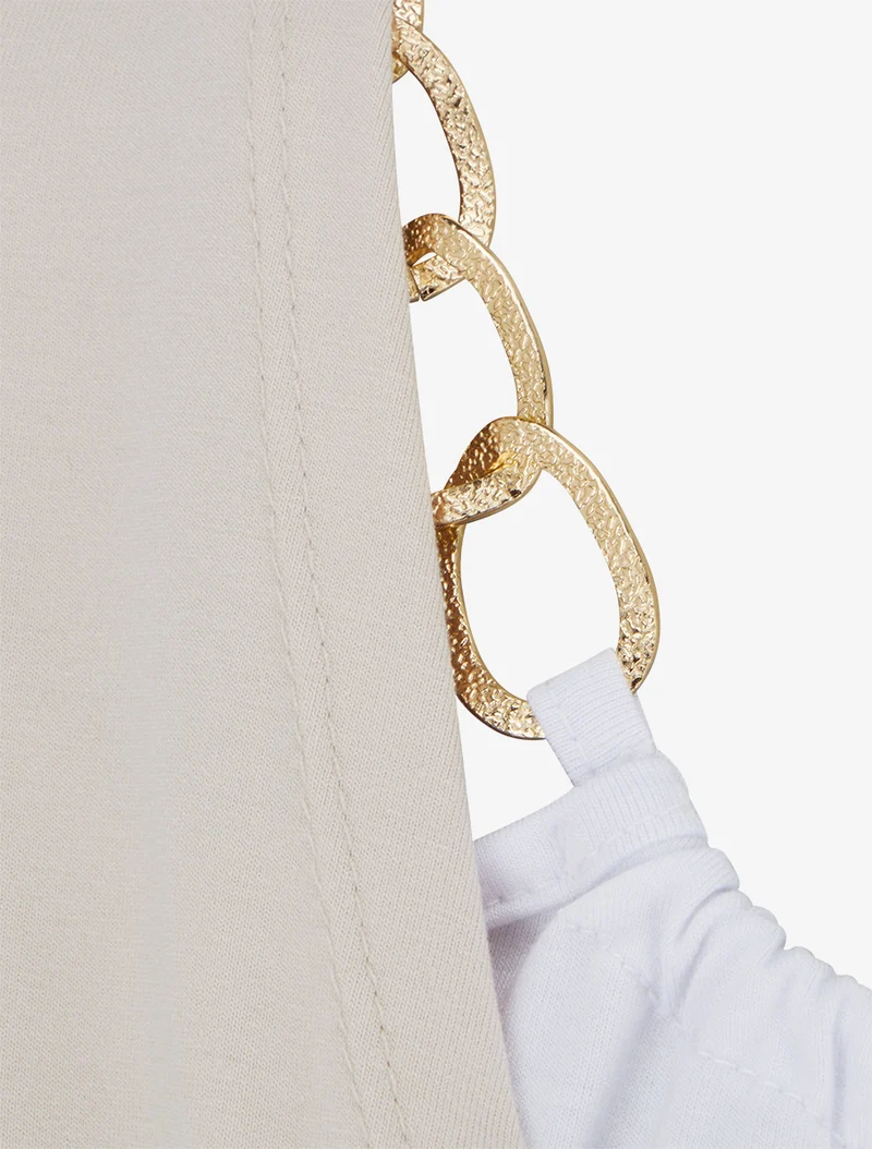 Top effet superposé à chaînes - Beige