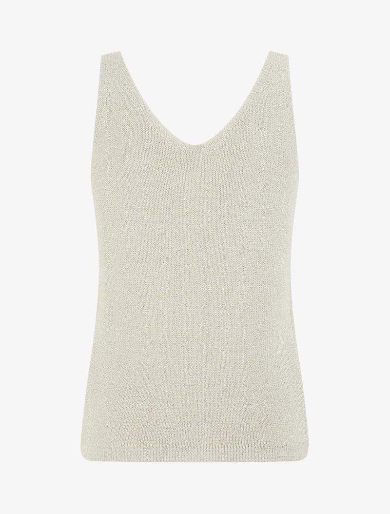 Top uni irisé en maille - Beige