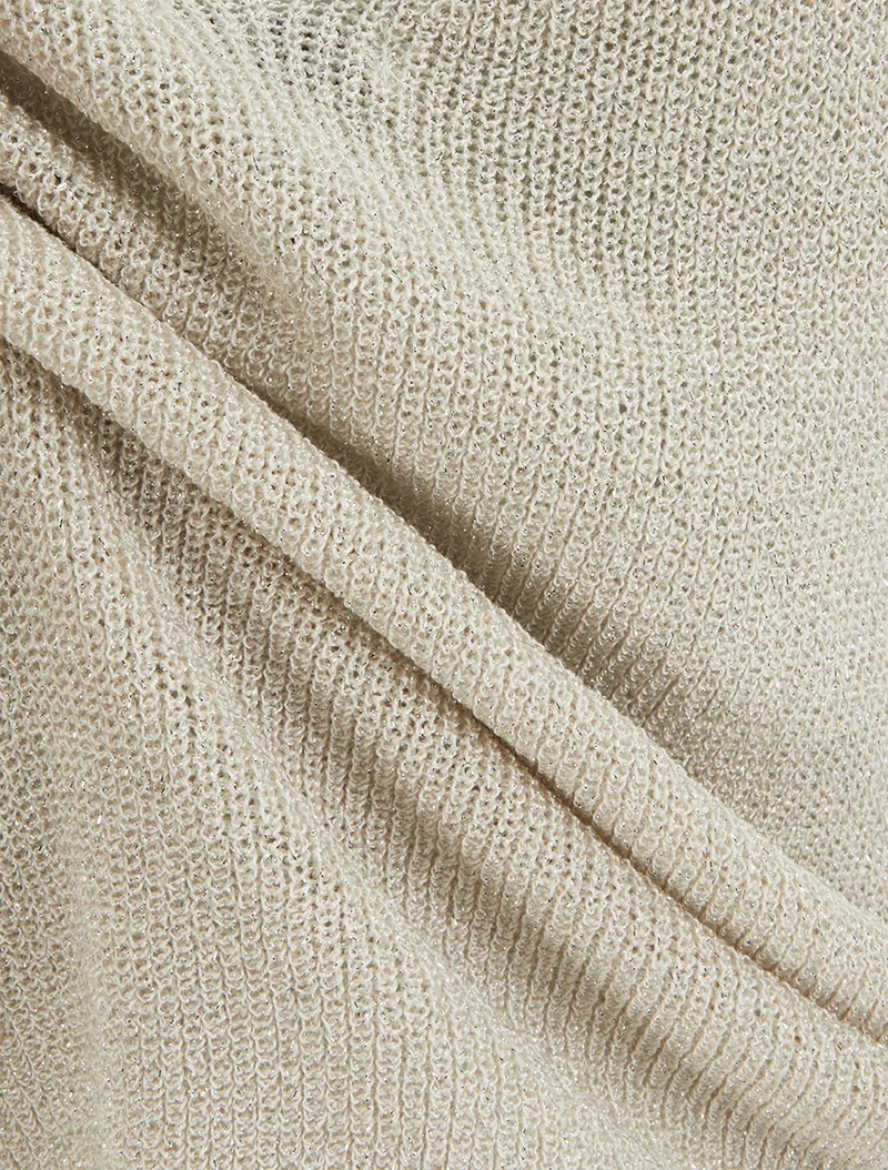 Top uni irisé en maille - Beige