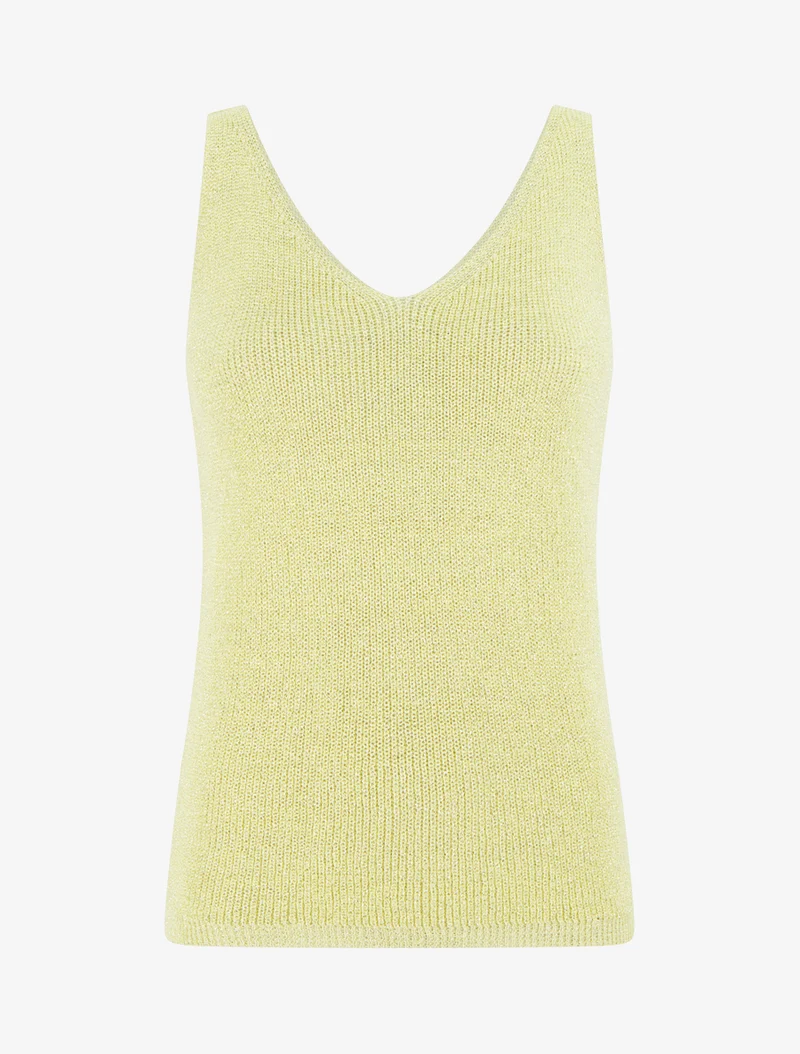 Top uni irisé en maille - Jaune