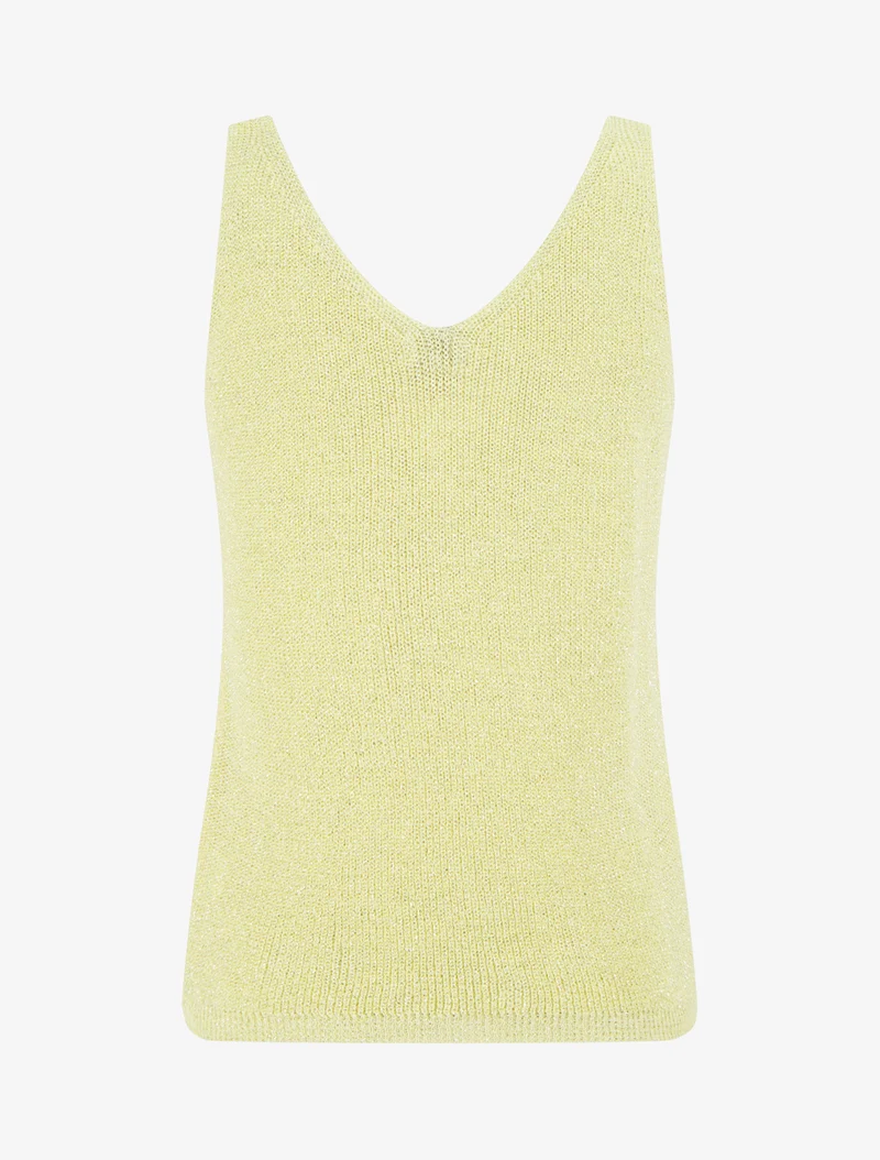 Top uni irisé en maille - Jaune