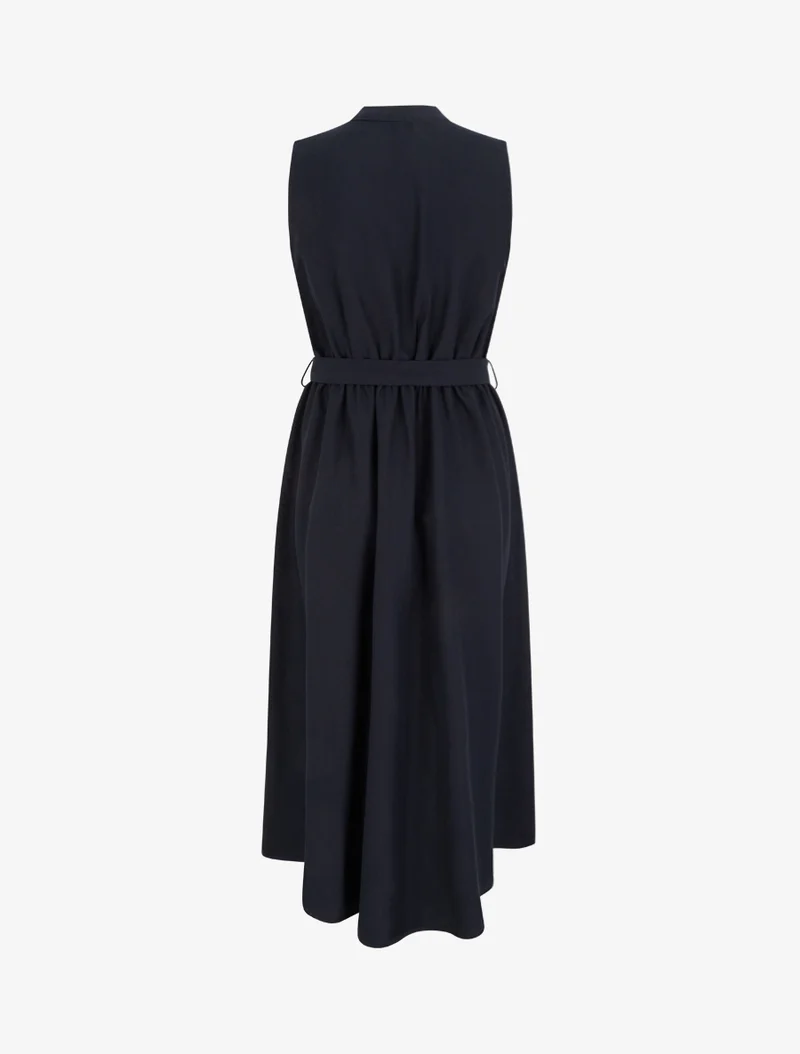 Robe longue unie effet lin - Marine
