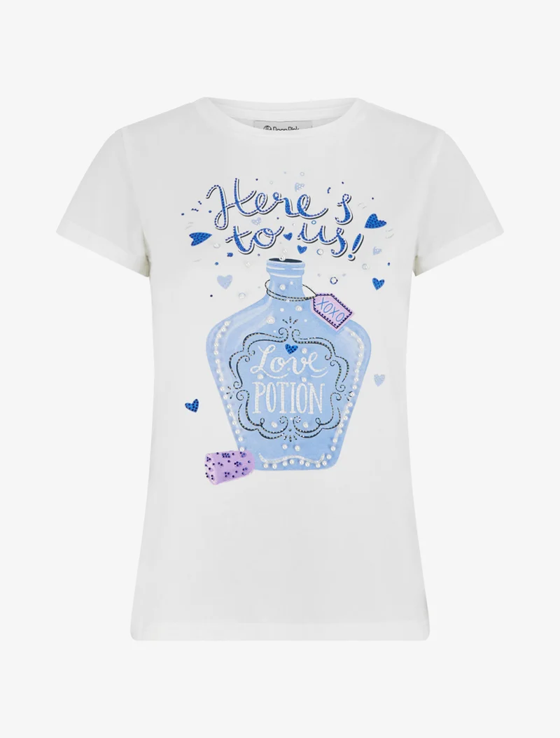 T-shirt Love potion à strass - Blanc