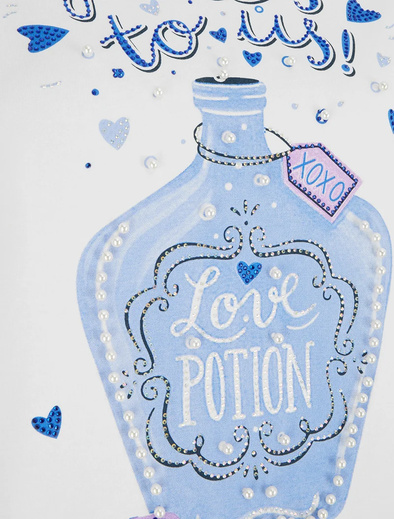 T-shirt Love potion à strass - Blanc