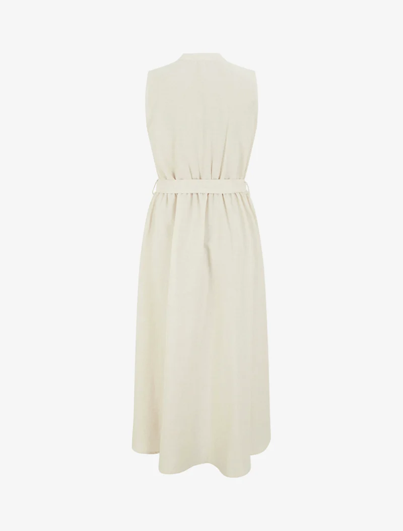 Robe longue unie effet lin - Beige