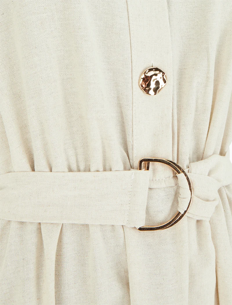 Robe longue unie effet lin - Beige