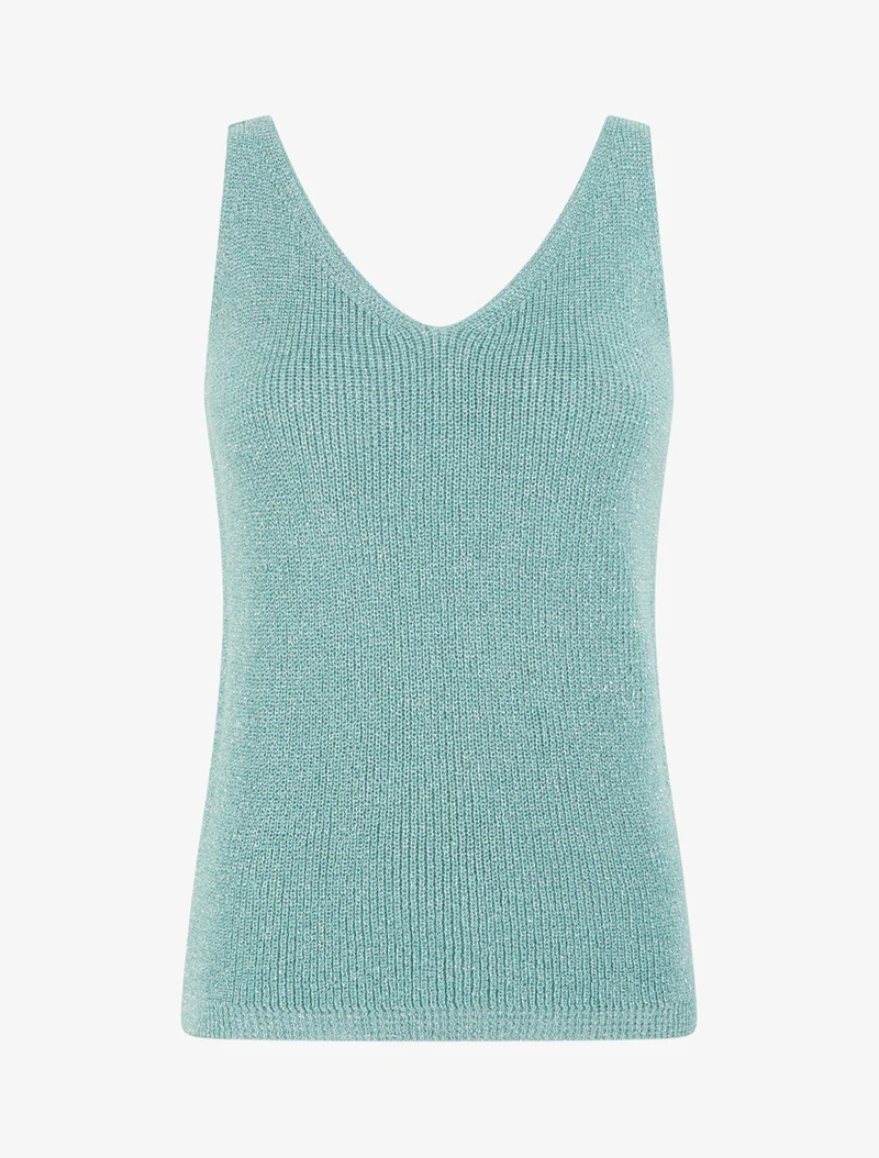 Top uni irisé en maille - Turquoise
