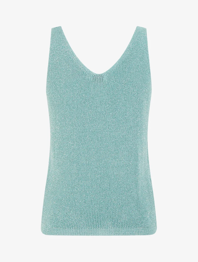 Top uni irisé en maille - Turquoise
