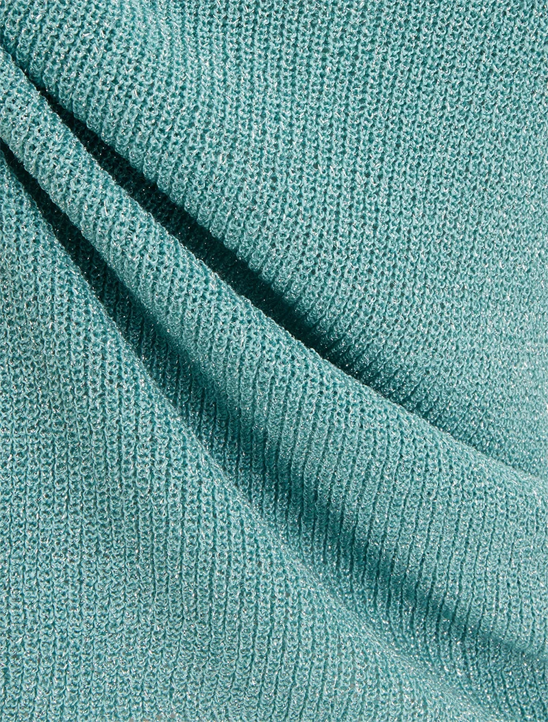 Top uni irisé en maille - Turquoise