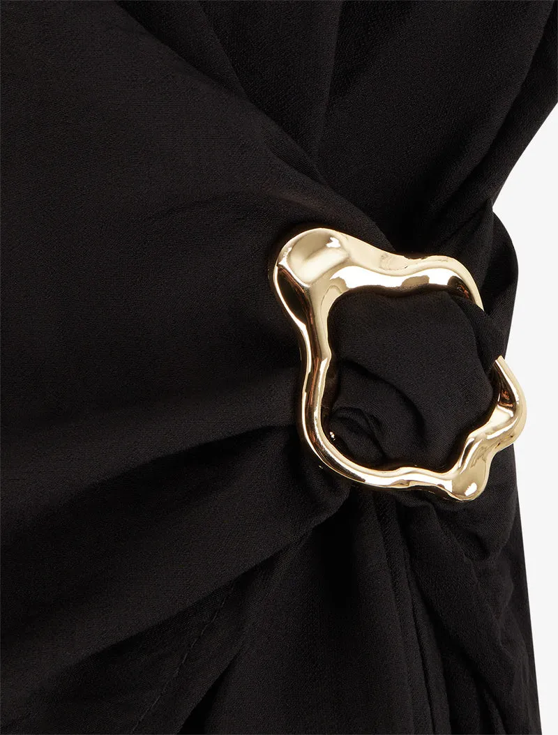 Top croisé à empiècement bijou - Noir