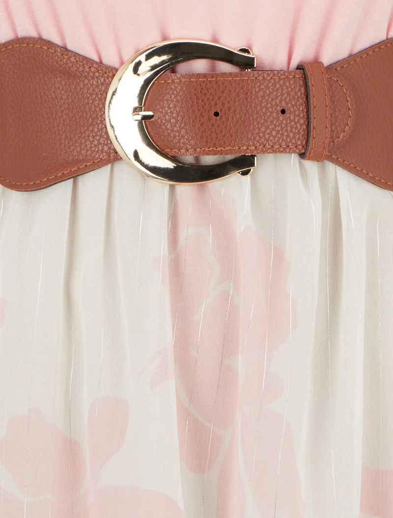Robe coupe évasée imprimé floral - Rose
