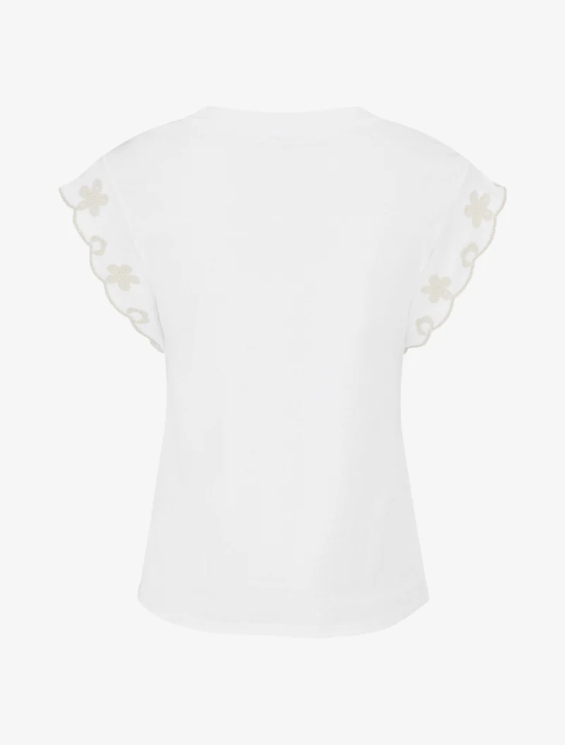 T-shirt uni à motif floral - Blanc