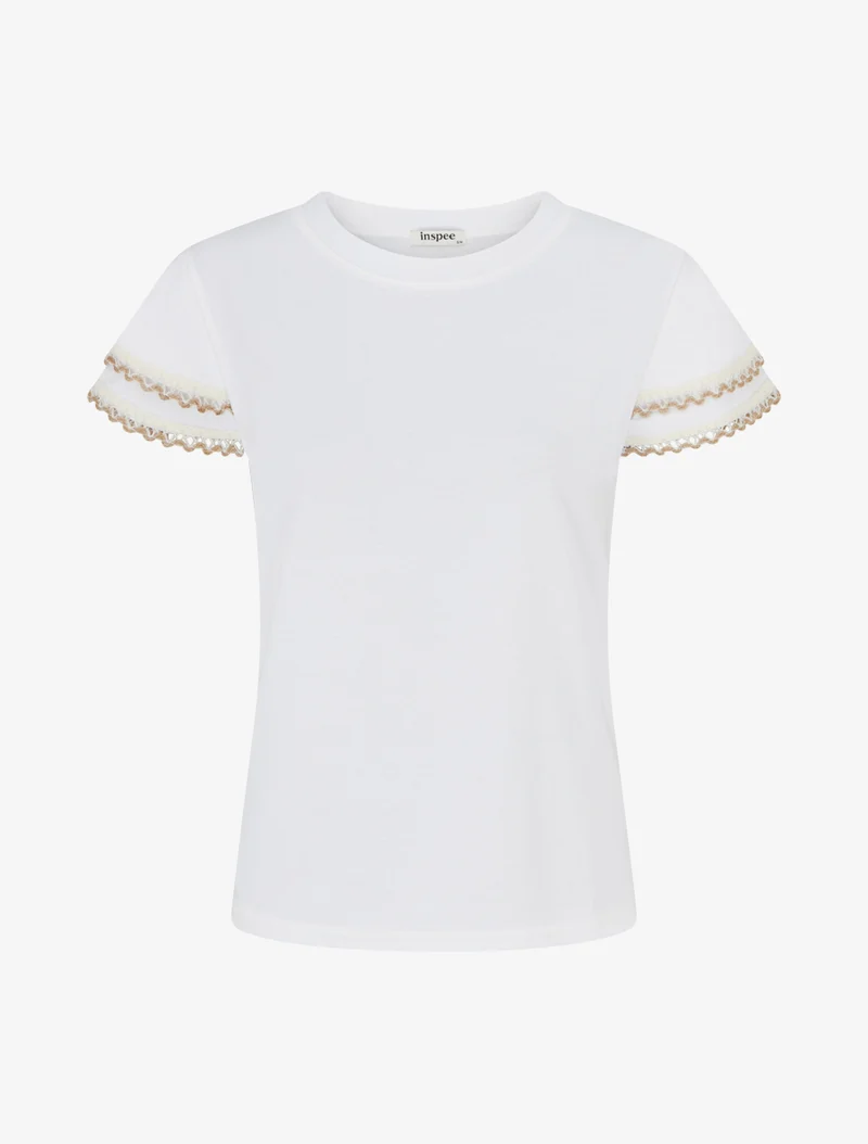 T-shirt manches courtes à détail broderies - Blanc