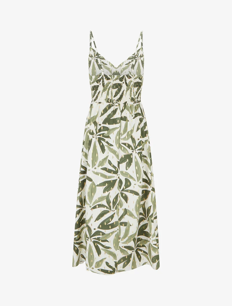 Robe longue imprimé stylisé à détail irisé - Vert