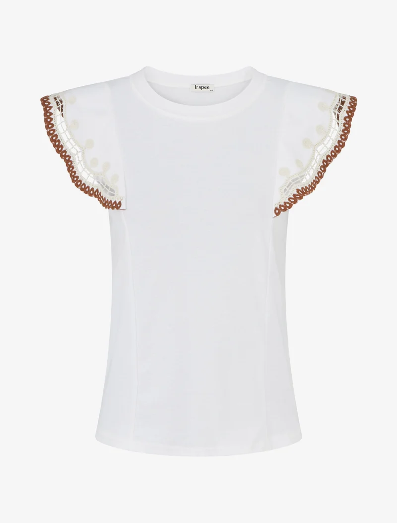 T-shirt uni manches courtes brodées - Blanc