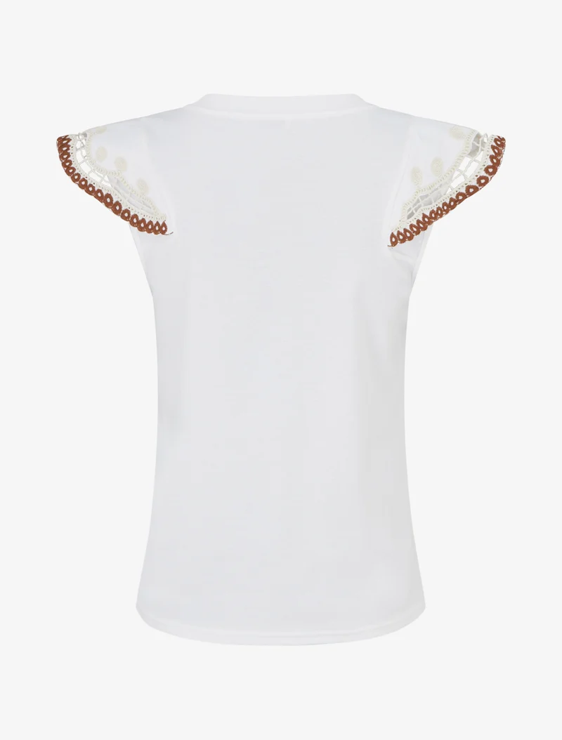 T-shirt uni manches courtes brodées - Blanc