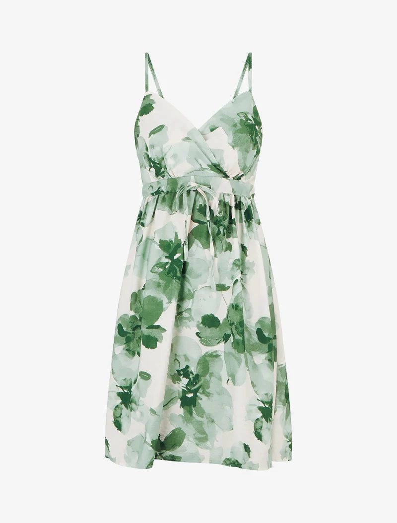 Robe mi-longue imprimé floral - Vert