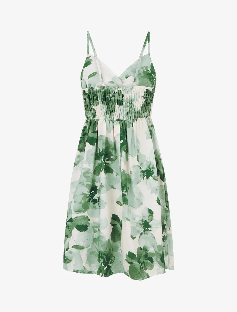 Robe mi-longue imprimé floral - Vert