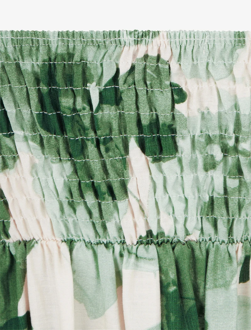Robe mi-longue imprimé floral - Vert