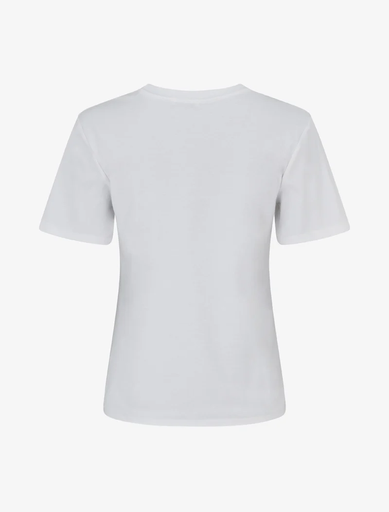 T-shirt uni à broderie fleur - Blanc