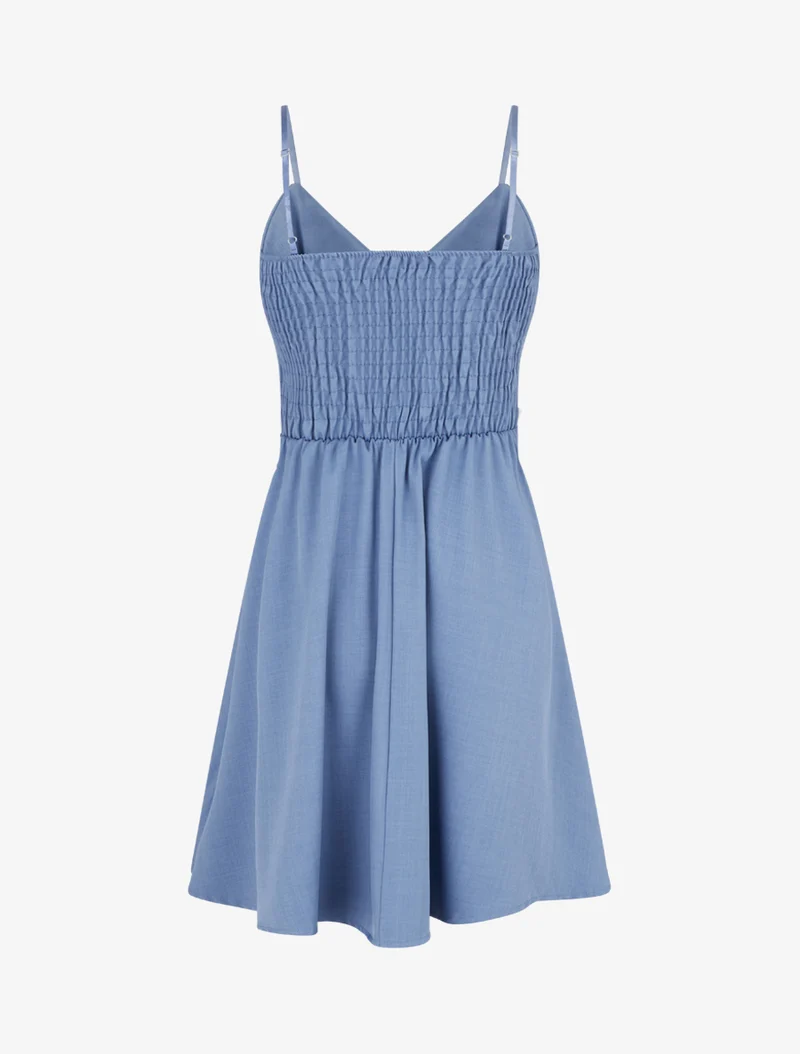Robe patineuse unie à fines bretelles - Bleu