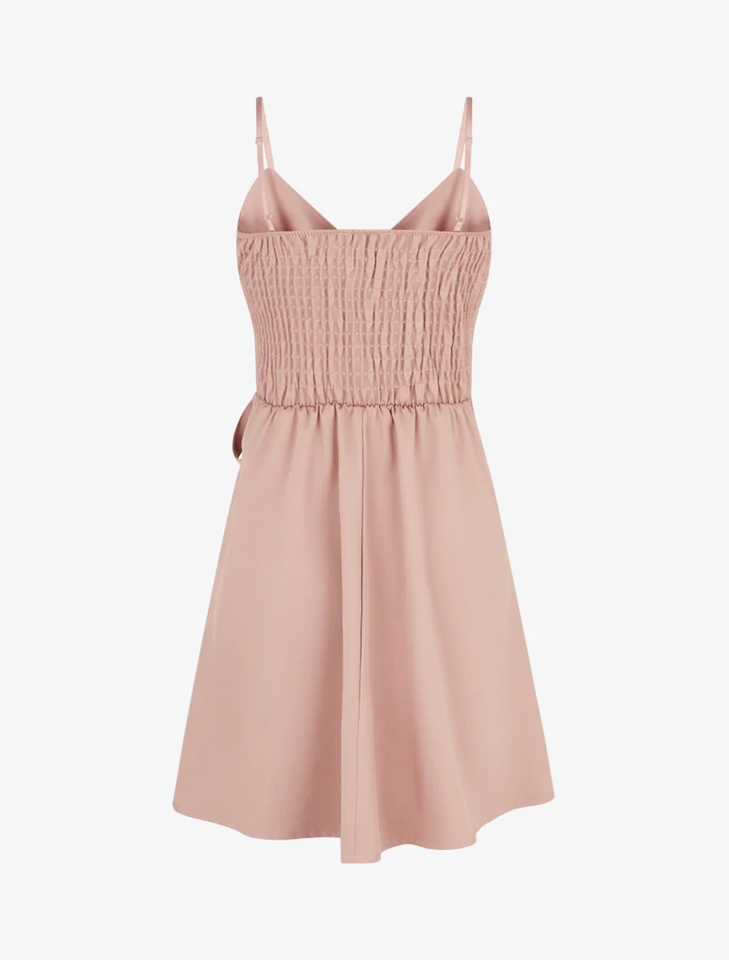 Robe patineuse unie à fines bretelles - Rose