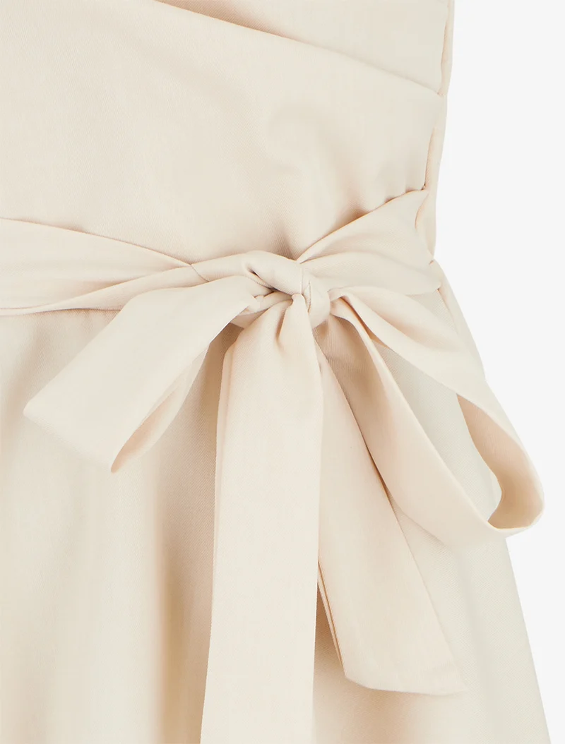 Robe patineuse unie à fines bretelles - Beige