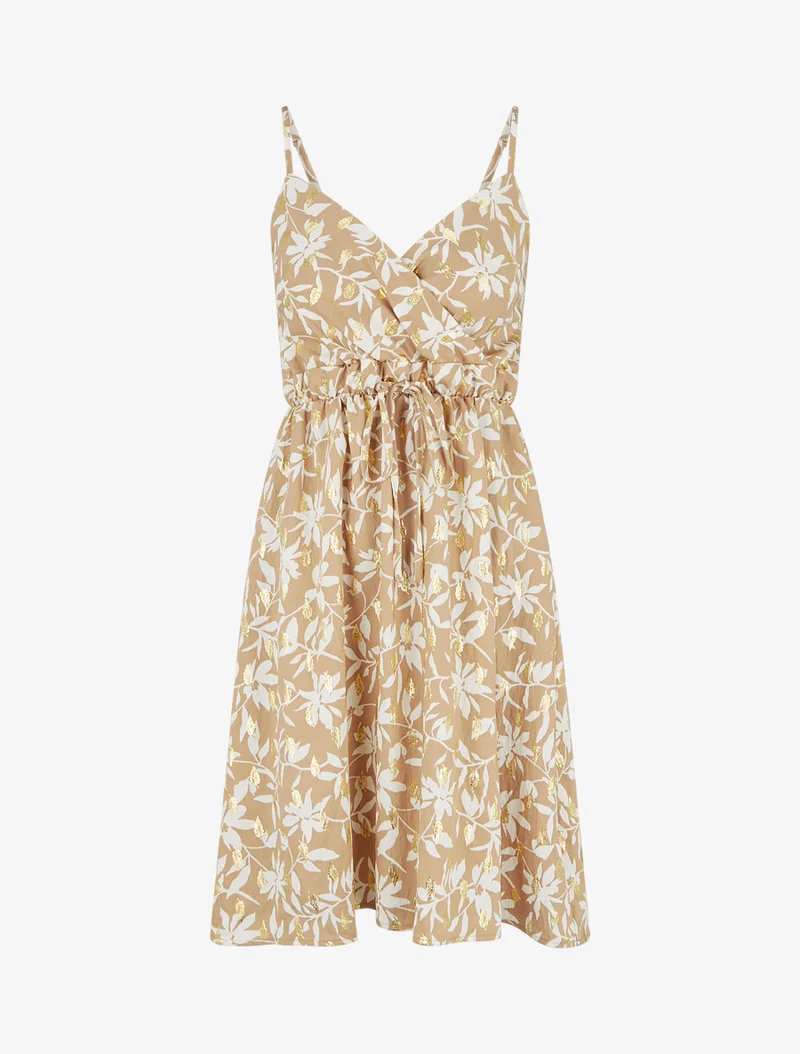 Robe imprimé feuillage à détail irisé - Taupe
