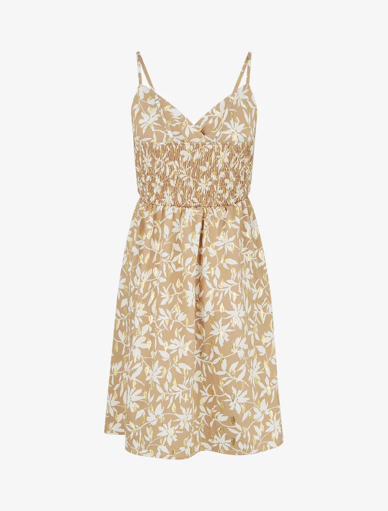 Robe imprimé feuillage à détail irisé - Taupe