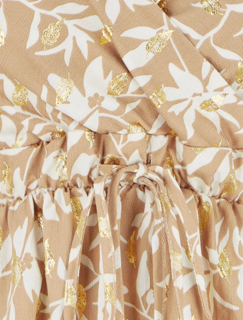 Robe imprimé feuillage à détail irisé - Taupe