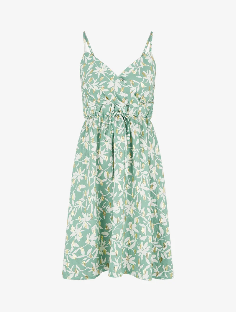 Robe imprimé feuillage à détail irisé - Vert d'eau