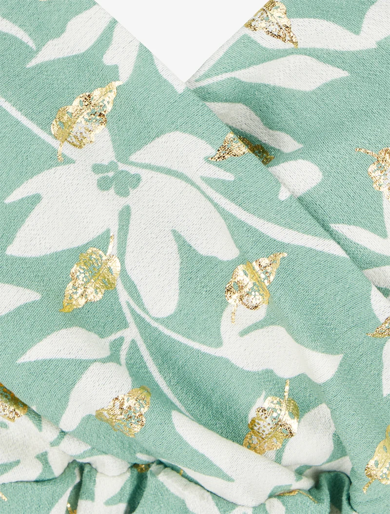 Robe imprimé feuillage à détail irisé - Vert d'eau