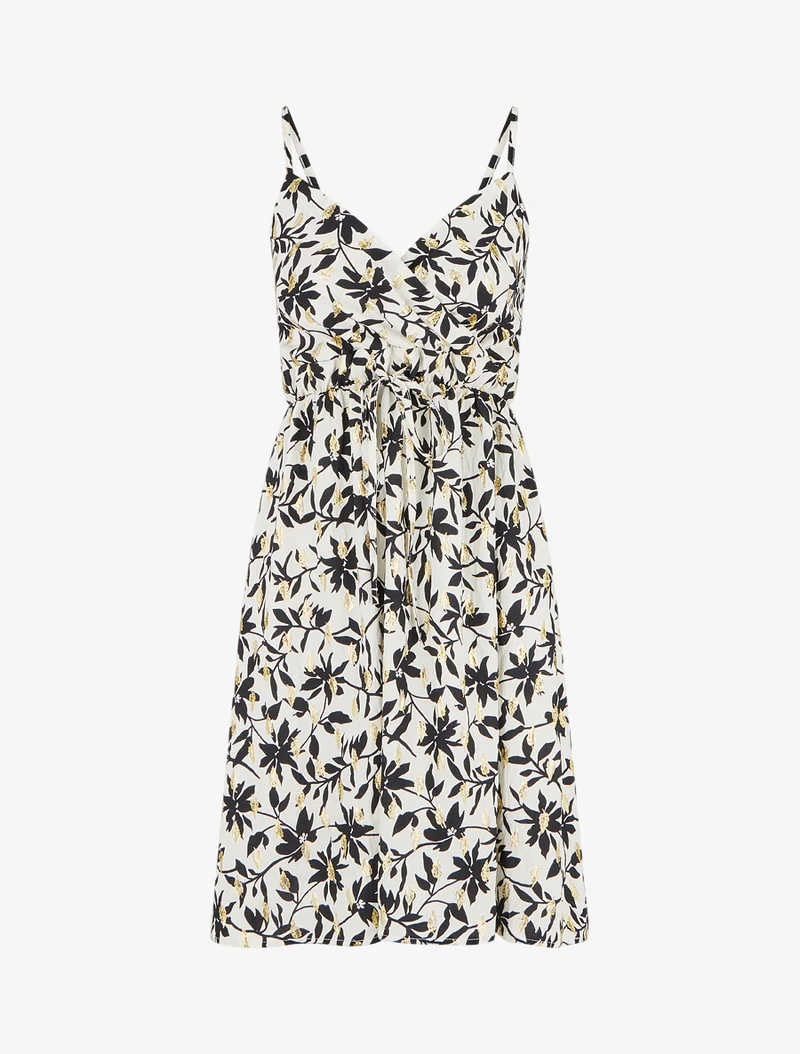 Robe imprimé feuillage à détail irisé - Blanc