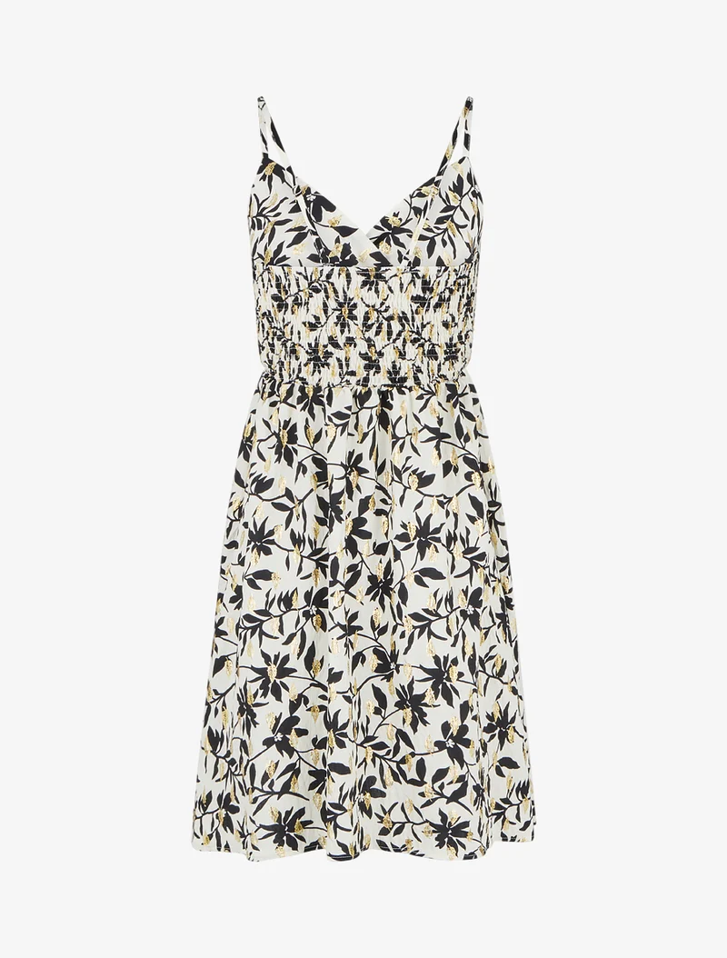 Robe imprimé feuillage à détail irisé - Blanc