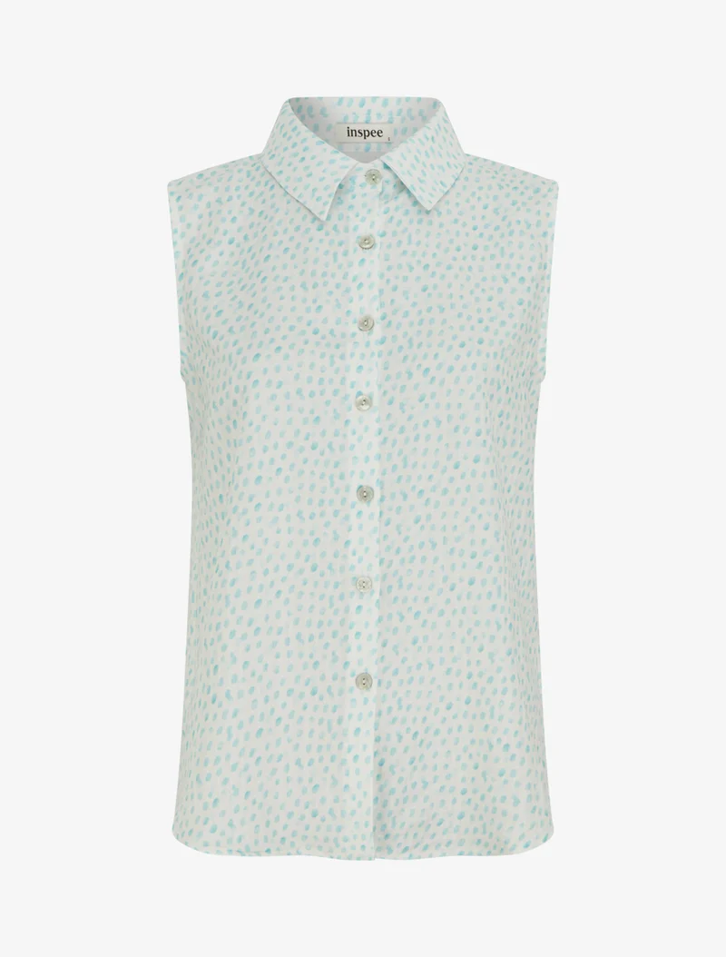 Top sans manches imprimé à pois - Turquoise
