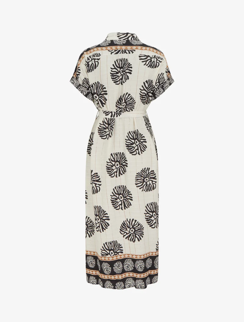 Robe longue imprimé fantaisie à manches courtes - Noir