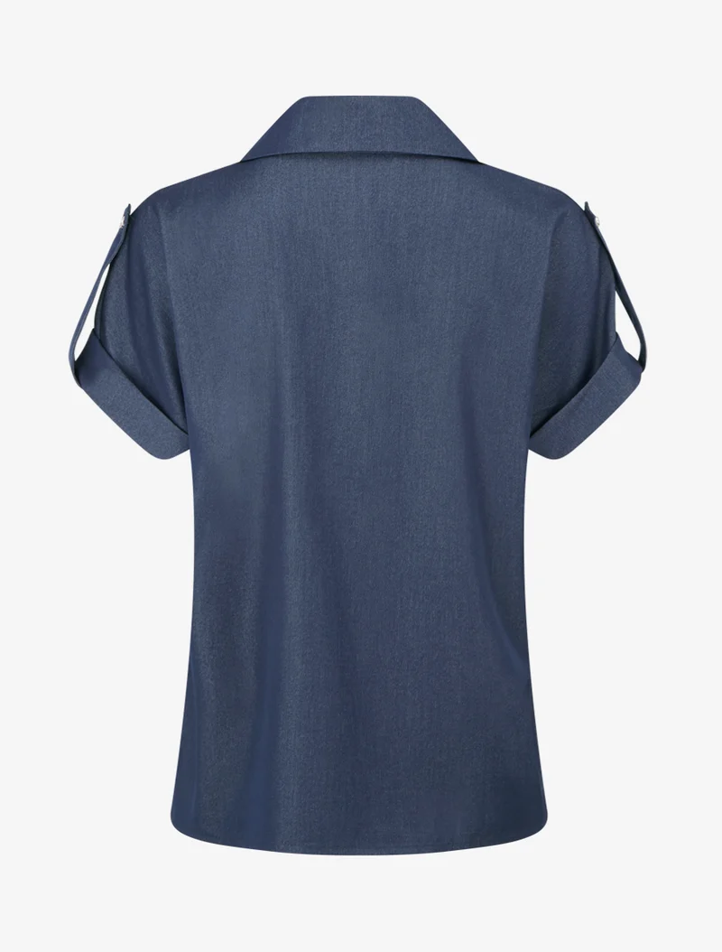 Chemise uni à poches - Bleu brut