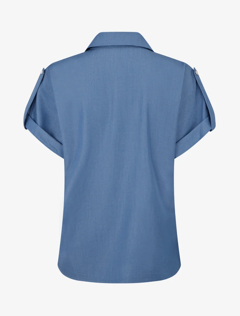 Chemise uni à poches - Bleu foncé