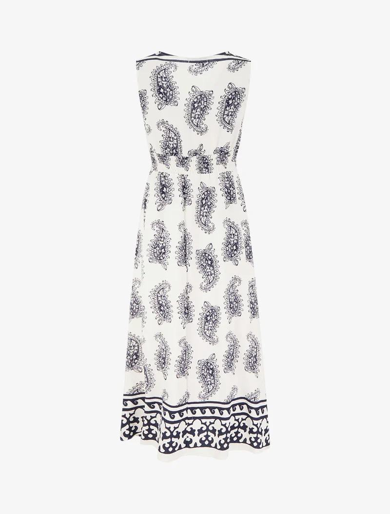 Robe imprimé foulard à col cache-coeur - Marine