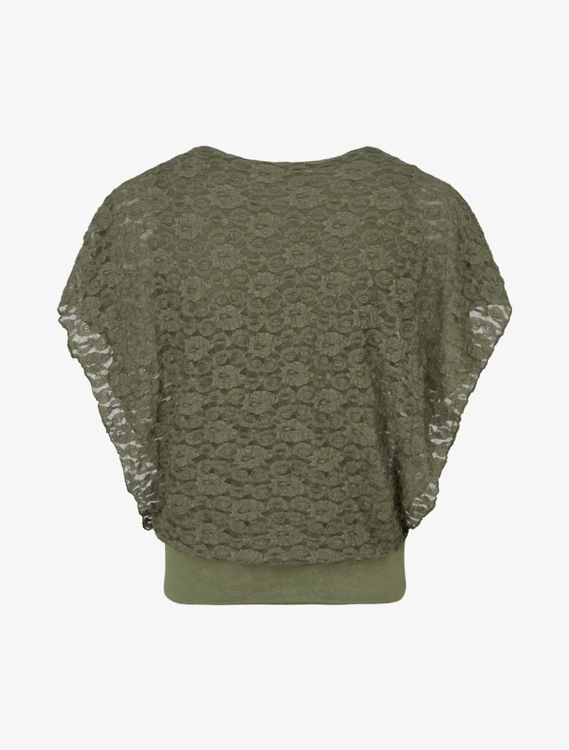 Top boule en dentelle - Kaki