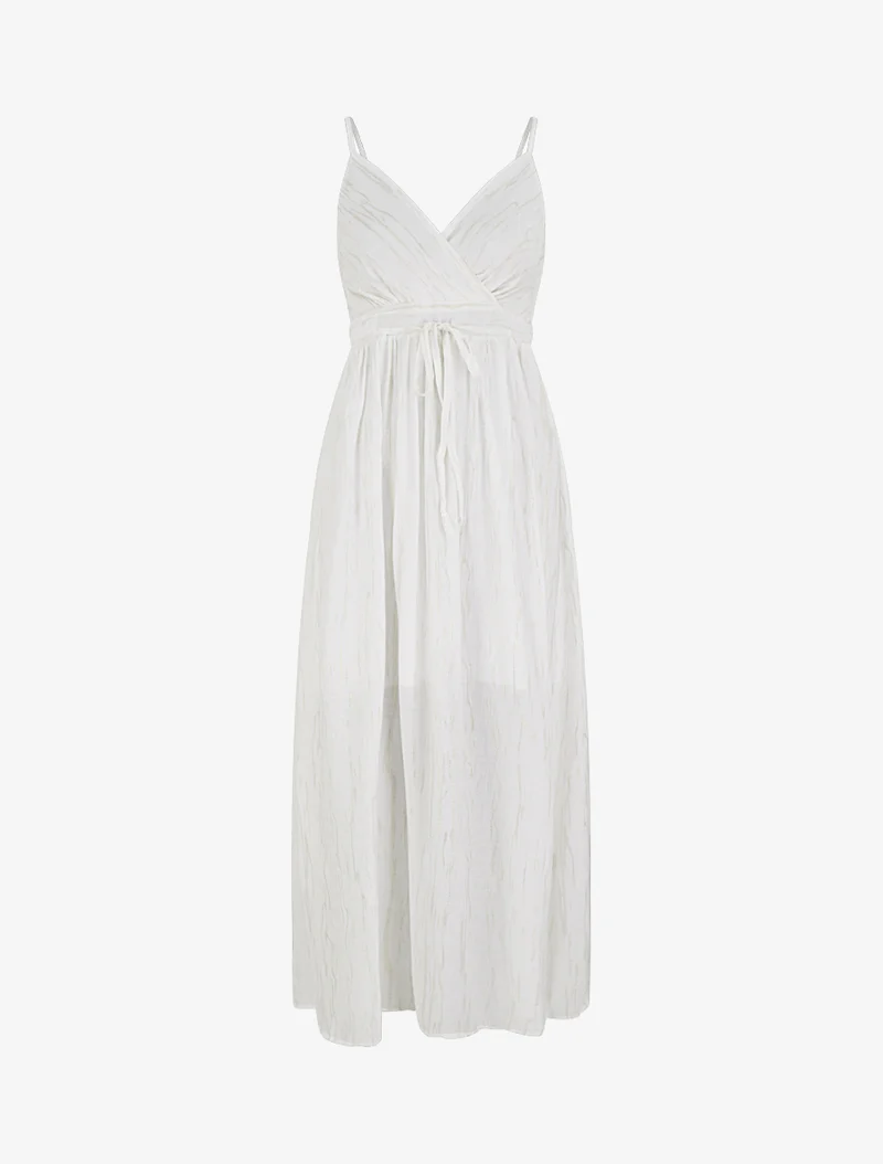 Robe élastiquée unie détail irisé - Blanc