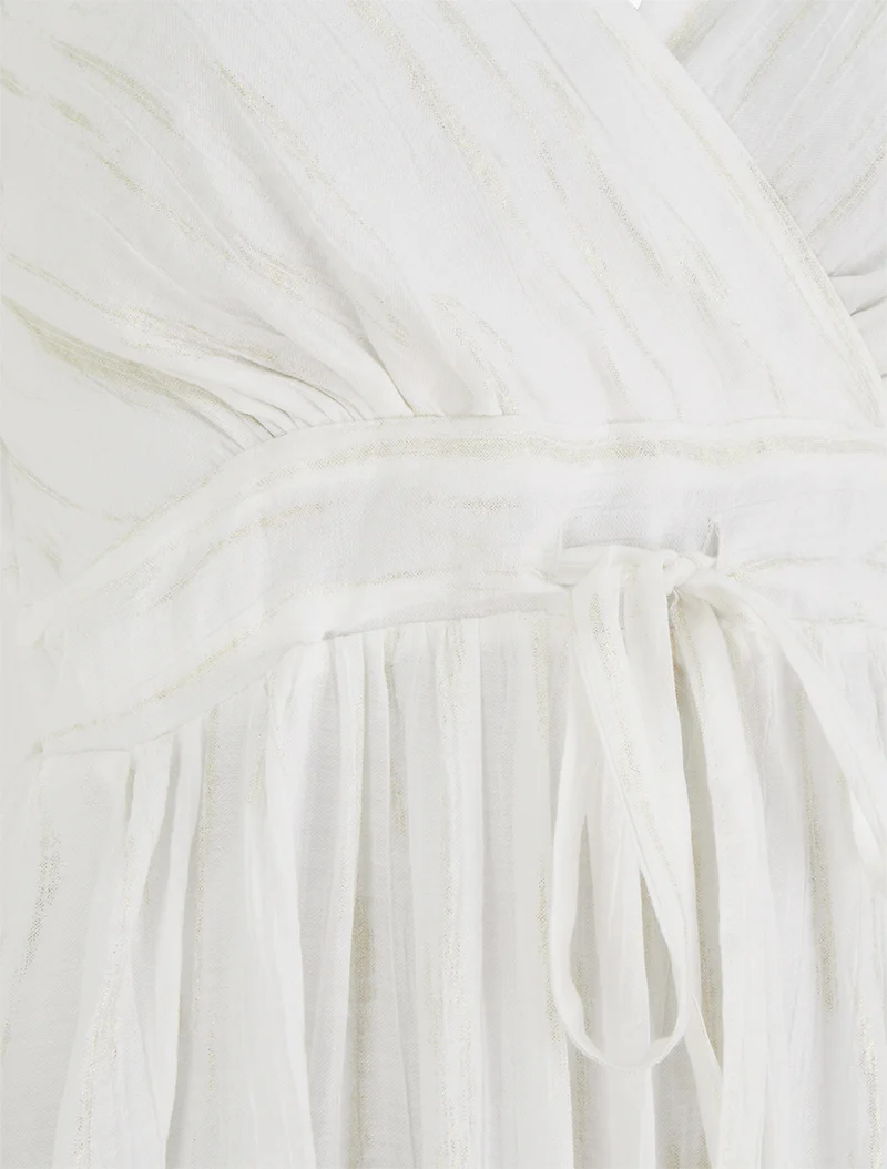 Robe élastiquée unie détail irisé - Blanc